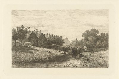 Gezicht op een sluis door Johan Conrad Greive