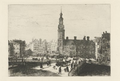 Gezicht op het Muntplein van Amsterdam door Johan Conrad Greive