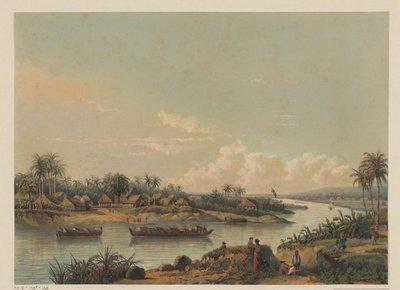 Gezicht op rivier de Solo op Java door Johan Conrad Greive