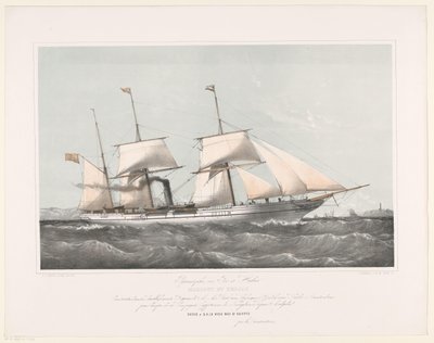 Schroefstoomschip Mariout et Hedjaz varend op zee door Johan Conrad Greive