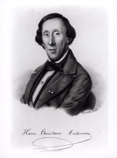 Portret van Hans Christian Andersen (1805-1875) door Johan Frederick Moller