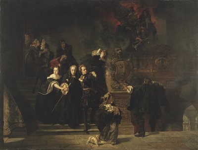 De Brand in het Koninklijk Paleis, Stockholm, 7 mei 1697, 1862-66 door Johan Fredrik Hockert