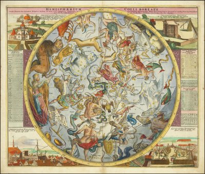 Hemisphaerium Coeli Boreale in quo Fixarum loca secundum Eclipticae ductum ad anum 1730 door Johan Gabriel Doppelmayr