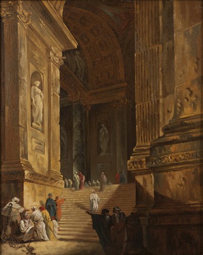 Een tempeltrap, c.1783 door Johan Gottlob Brusell