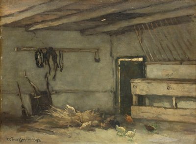 Interieur van een stal door Johan Hendrik Weissenbruch