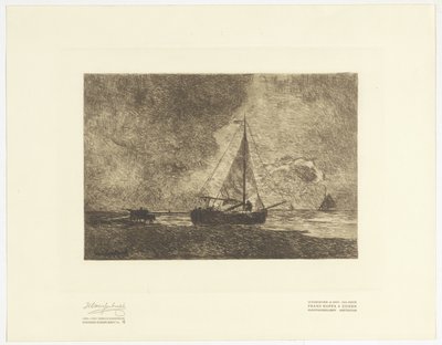 Strandgezicht met zeilschepen door Johan Hendrik Weissenbruch