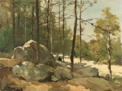 Bosgezicht nabij Barbizon door Johan Hendrik Weissenbruch