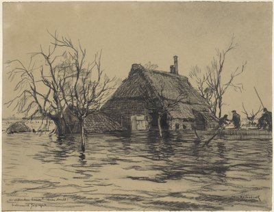 Ondergelopen boerderij te Neder-Asselt (Land van Maas en Waal) door Johan Hendrik van Mastenbroek
