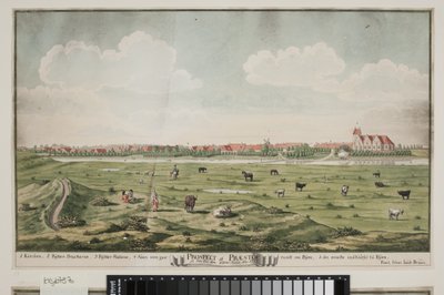 Prospekt af Præstø door Johan Jacob Bruun