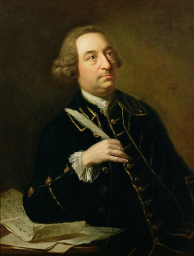 Portret van John Christopher Smith, musicus en secretaris van Handel door Johan Joseph Zoffany