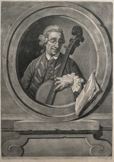 Portret van een muzikant, mogelijk Franz Joseph Haydn, gegraveerd door M.A. Picot door Johan Joseph Zoffany