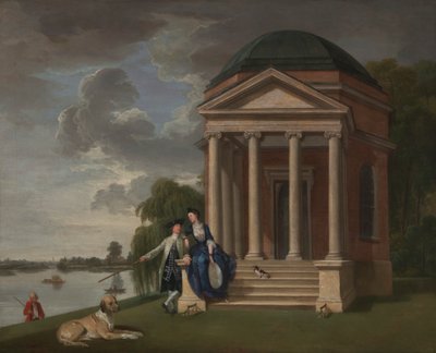 David Garrick en zijn vrouw bij zijn Tempel voor Shakespeare, Hampton door Johan Joseph Zoffany RA