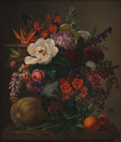 Bloemen in een vaas, Sorrente 1834 door Johan Laurents Jensen