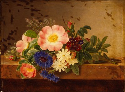 Wilde Bloemen, Korenbloemen en andere Bloemen op een Rand door Johan Laurents Jensen