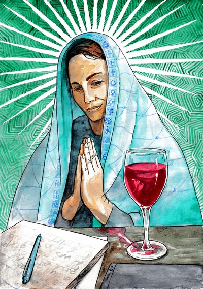 Een spirituele vrouw in diepe gedachten verzonken door Johan Liewendahl
