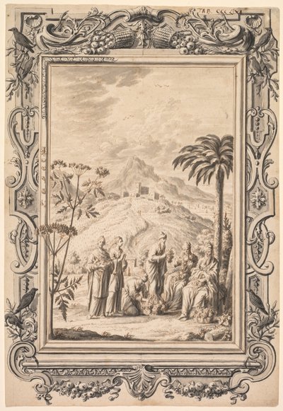 Illustratie en Randontwerp voor Kupfer-Bibel, ca. 1730 door Johan Melchior Füssli