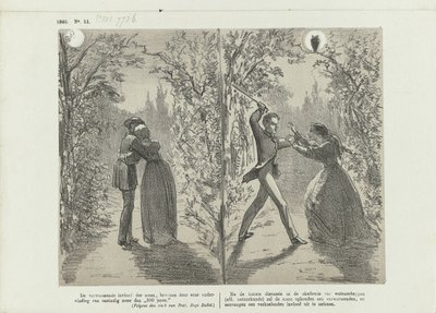 Spotprent over de invloed van de maan, 1865 door Johan Michaël Schmidt Crans
