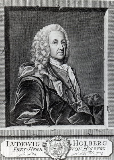 Ludvig Holberg, gegraveerd door Johann Martin Bernigeroth, 1757 door Johan Roselius