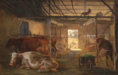 Een koeienstal op een boerderij in Vejby, Seeland door Johan Thomas Lundbye