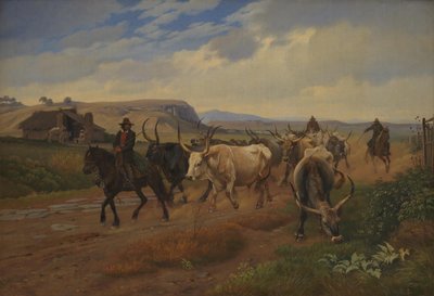 Een kudde ossen in de Romeinse Campagna door Johan Thomas Lundbye