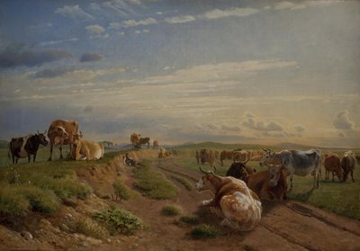 Een melkplaats bij Vognserup Manor, Zeeland door Johan Thomas Lundbye