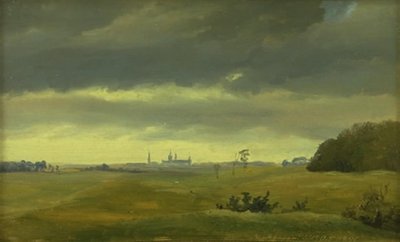Een uitzicht op Frederiksborg vanaf Hestehaven door Johan Thomas Lundbye