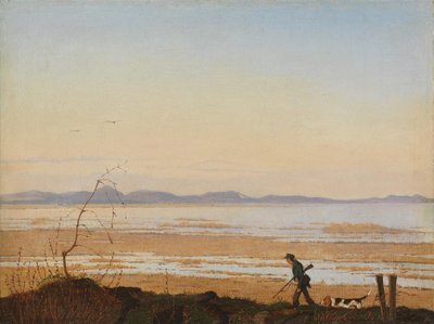Een avond aan het meer Arresø, ca. 1837 door Johan Thomas Lundbye
