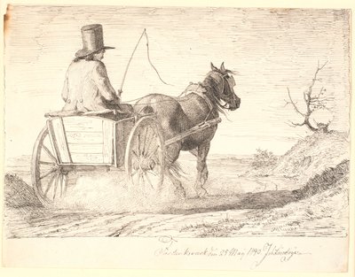 Boer rijdend in een kar door Johan Thomas Lundbye