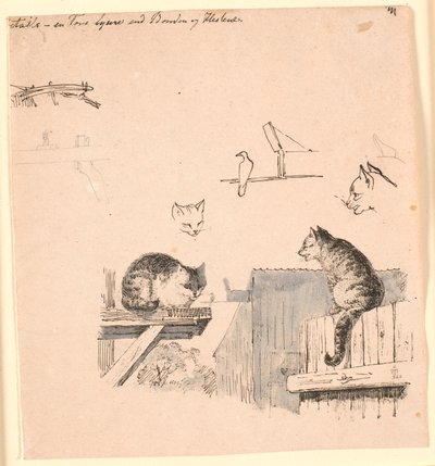 De twee katten. Illustratie voor Kaalunds "Fabler voor kinderen" door Johan Thomas Lundbye