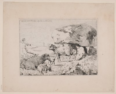 Schapen bij een grafheuvel door Johan Thomas Lundbye