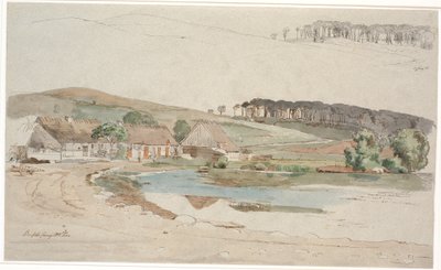 Het dorpsplein in Brofelde. Voor een herhaalde studie van het profiel van de heuvel en het bos door Johan Thomas Lundbye