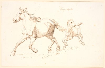 Galopperende merrie met veulen door Johan Thomas Lundbye