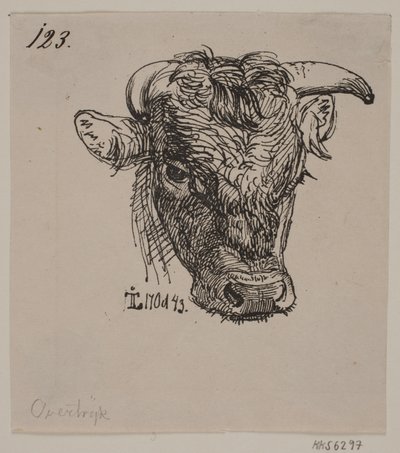 Hoofd van een jonge stier door Johan Thomas Lundbye