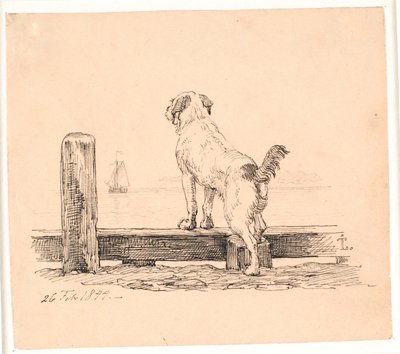 De hond op het strand. Illustratie voor Kaalunds 