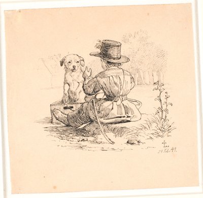 De rit. Illustratie voor Kaalunds "Fabler voor kinderen". Zie opmerking uit het archiefcatalogus. door Johan Thomas Lundbye