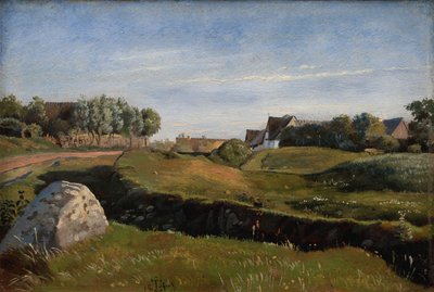 Landschap bij Vejby gezien vanuit het Noorden. Middaglicht door Johan Thomas Lundbye