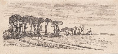 Landschap met een rij bomen door Johan Thomas Lundbye