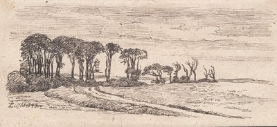 Landschap met een rij bomen door Johan Thomas Lundbye