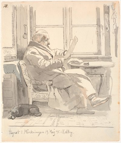 Portret van J. Th. Lundbyes grootvader, justitieraad en tolbeheerder E. Bonnevie door Johan Thomas Lundbye