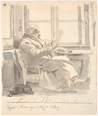 Portret van J. Th. Lundbyes grootvader, justitieraad en tolbeheerder E. Bonnevie door Johan Thomas Lundbye