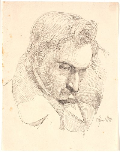 Portret van een van de broers van de kunstenaar door Johan Thomas Lundbye