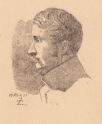 Profielportret van de oudste broer van de kunstenaar, minister van oorlog en kolonel C.C. Lundbye door Johan Thomas Lundbye