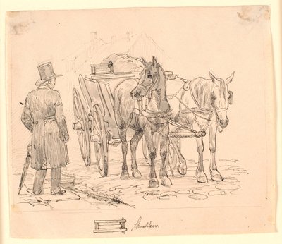 De vuilniswagenpaard. Illustratie voor Kaalunds "Fabler voor kinderen" door Johan Thomas Lundbye