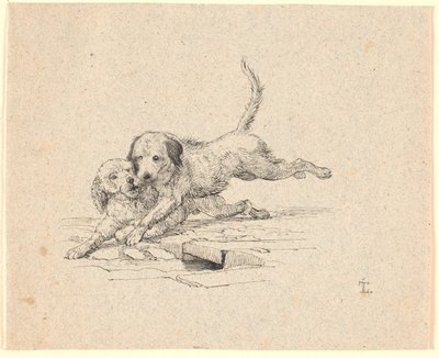 Het gevecht. Illustratie voor Kaalunds "Fabels voor kinderen". Zie opmerking uit archiefcatalogus. door Johan Thomas Lundbye