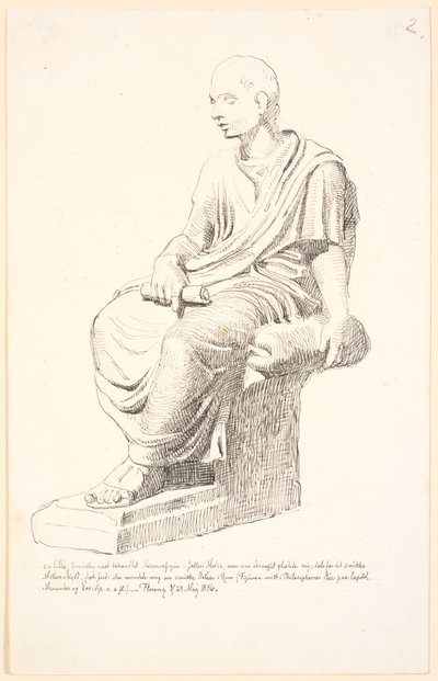 Studie naar een figuur van een zittende man door Johan Thomas Lundbye