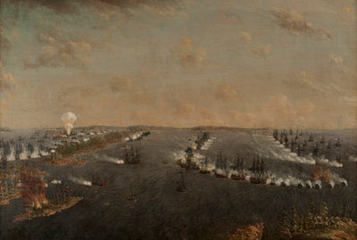 Eerste Russisch-Zweedse slag bij Rochensalm op 24 augustus 1789, ca. 1790 door Johan Tietrich Schoultz