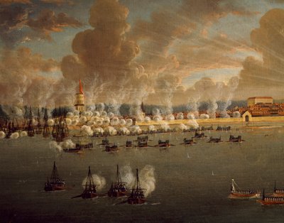 Belegering van Frederikshavn door de Zweedse vloot van Gustav III, 20 mei 1790 door Johan Tietrich Schoultz