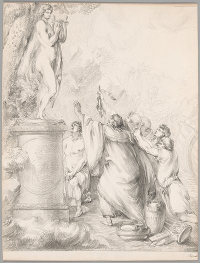 Chryses smeekt de hulp van Apollo, uit Ilias, Boek I door Johan Tobias Sergel