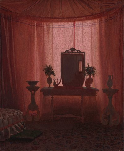 Een Slaapkamer in Bernstorff Paleis nabij Kopenhagen, ca. 1845 door Johan Vilhelm Gertner