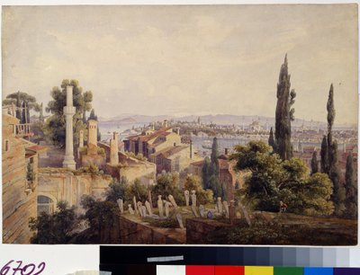 Uitzicht op Constantinopel en de Gouden Hoorn door Johan Wolfensberger